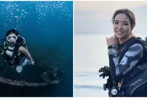 9 Potret Gisella Anastasia diving di Bali, lihat kapal perang Amerika