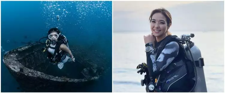 9 Potret Gisella Anastasia diving di Bali, lihat kapal perang Amerika