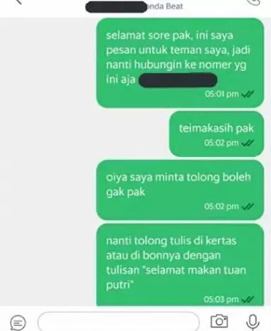 titip pesan ke pacar lewat ojek online lucu © 2021 instagram.com