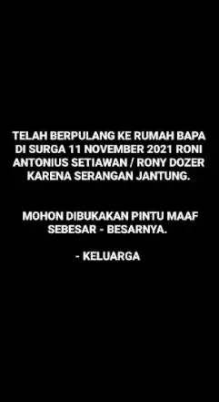 kenangan rony dozer sebelum berpulang berbagai sumber