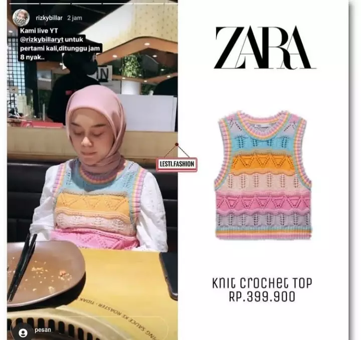 fashion item Lesty Kejora ini tak sampai Rp 500 ribu Instagram/@lesti.fashion