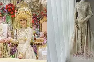 7 Detail baju akad nikah Ria Ricis dan Teuku Ryan, adat Minang modern