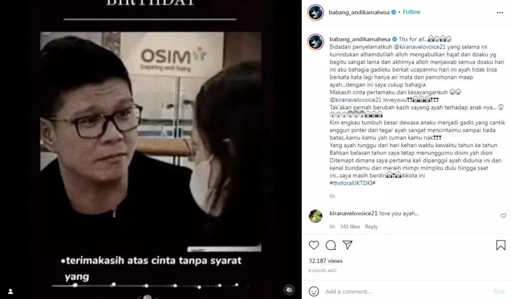 Andika eks Kangen Band terharu dapat ucapan ultah dari anak Instagram Andika eks Kangen Band terharu dapat ucapan ultah dari anak Instagram