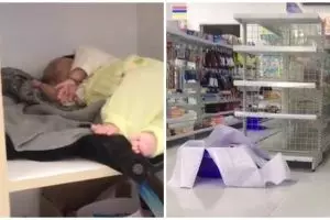 Viral karyawan minimarket bawa bayi saat kerja, ditidurkan di rak