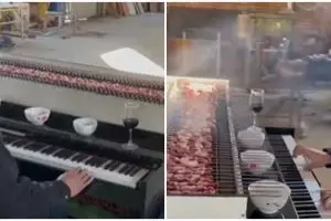 Unik dan kreatif, pria ini modifikasi piano untuk membakar sate