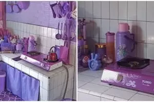 Wanita ini punya dapur unik serba ungu, begini 9 penampakan detailnya