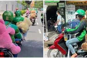 11 Potret lucu driver ojek online bawa order boneka, totalitas banget
