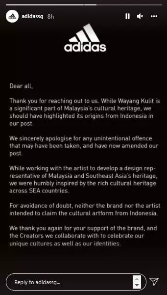 permintaan Adidas Singapura sebut wayang kulit dari Malaysia © 2021 brilio.net permintaan Adidas Singapura sebut wayang kulit dari Malaysia © 2021 brilio.net