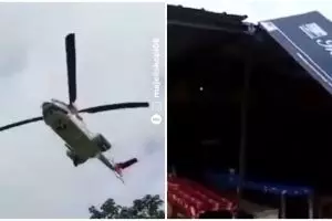 Viral baling-baling helikopter rombongan Jokowi robohkan dahan pohon