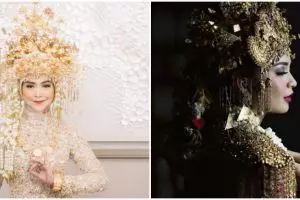 Gaya 12 seleb pakai baju Palembang saat nikah, atributnya sarat makna