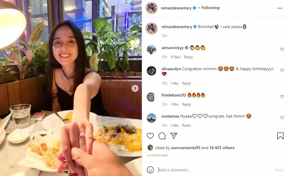 Nimaz Dewantary akhirnya dilamar kekasih Instagram Nimaz Dewantary akhirnya dilamar kekasih Instagram