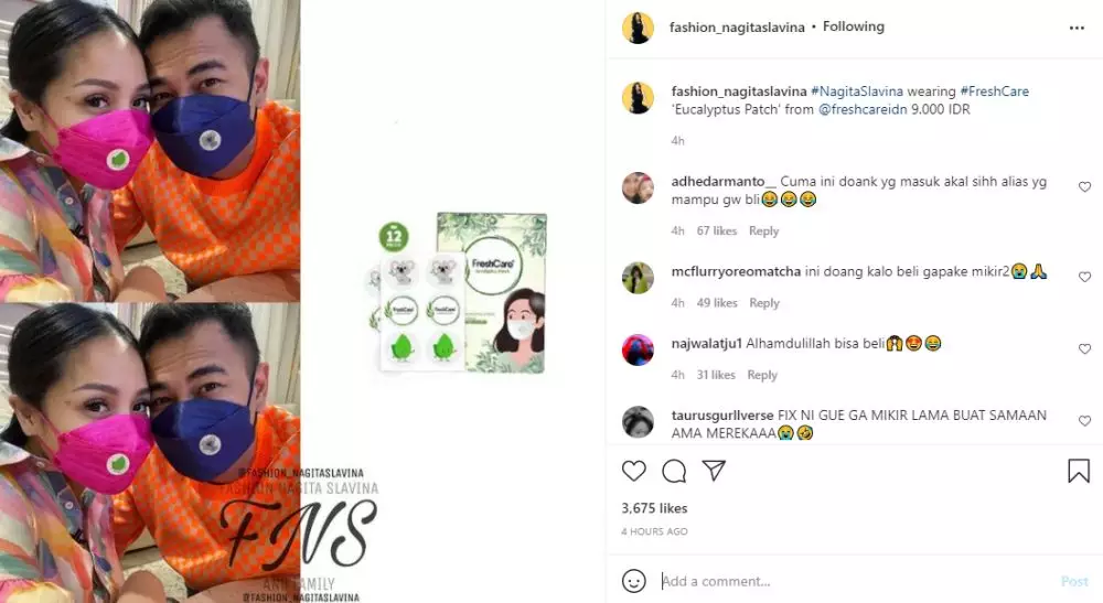Nagita Slavina pakai masker Rp 9 ribu Instagram
