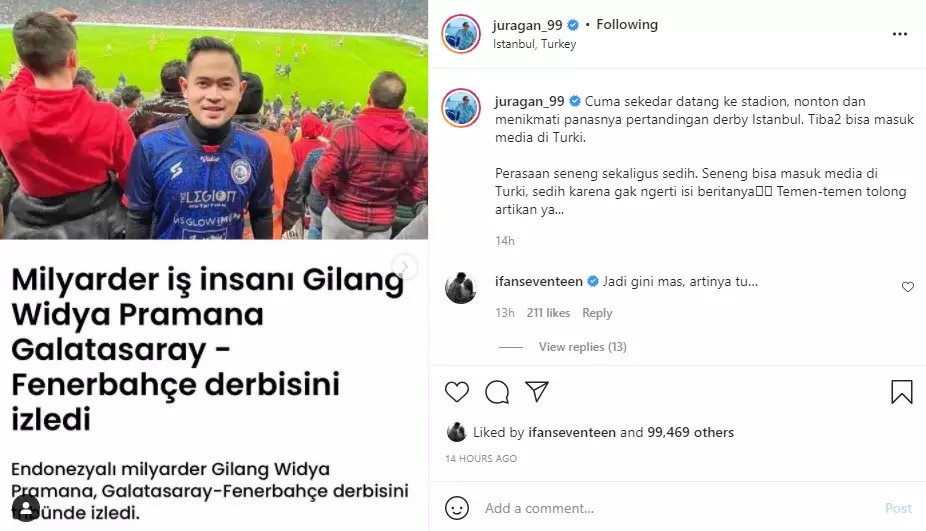 reaksi kocak Gilang Juragan99 © 2021 Instagram reaksi kocak Gilang Juragan99 © 2021 Instagram