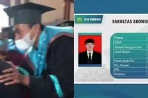 Momen haru ayah gantikan anaknya yang sudah meninggal di acara wisuda