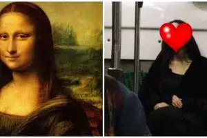 Viral penumpang kereta ini mirip lukisan Mona Lisa, ramai jadi meme