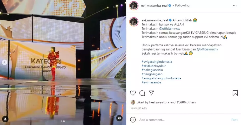 Evi Masamba jadi penyanyi dangdut wanita terbaik Instagram Evi Masamba jadi penyanyi dangdut wanita terbaik Instagram