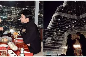 7 Potret dinner romantis Dinda Hauw dan Rey Mbayang di Burj Khalifa
