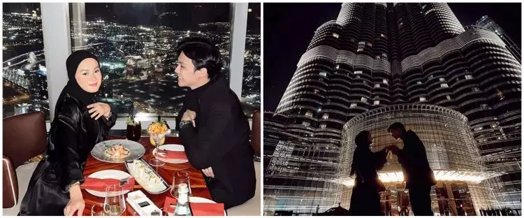 7 Potret dinner romantis Dinda Hauw dan Rey Mbayang di Burj Khalifa
