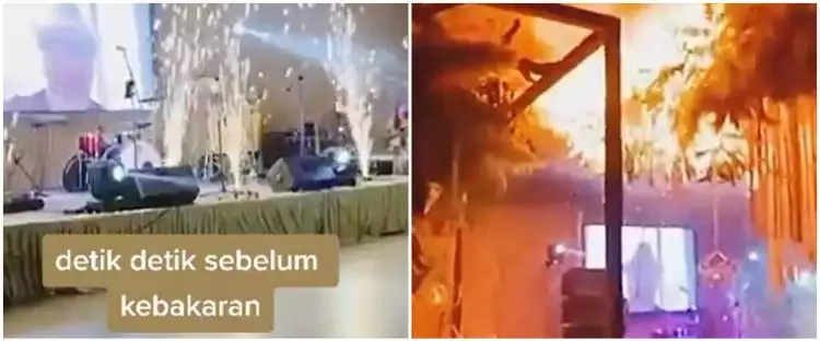 Momen pernikahan dimeriahkan pakai kembang api berujung kebakaran