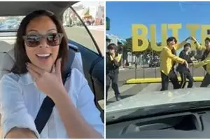 Momen beruntung wanita bertemu BTS di lampu merah, bikin ARMY ngiri