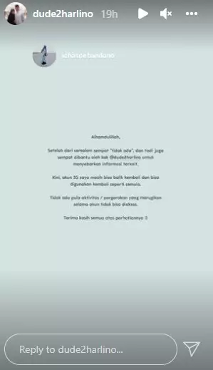 Instagram Alyssa Soebandono dihack © 2021 Instagram