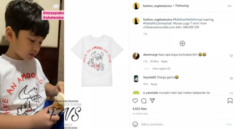 Rafathar pakai kaos sederhana super mahal Instagram
