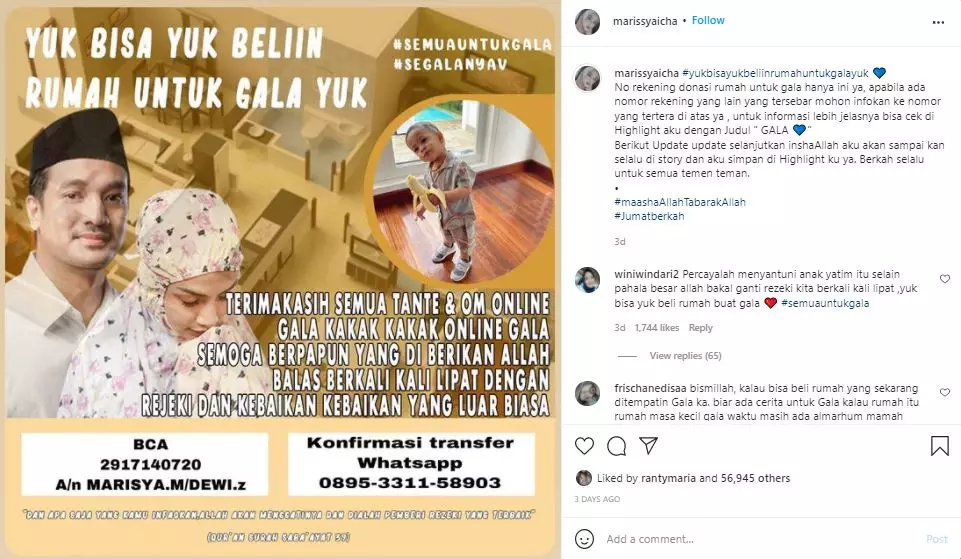 donasi rumah untuk Gala tembus Rp 800 juta © 2021 brilio.net