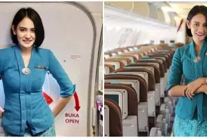 Momen pramugari wisuda online di pesawat, tanpa suami dan orang tua