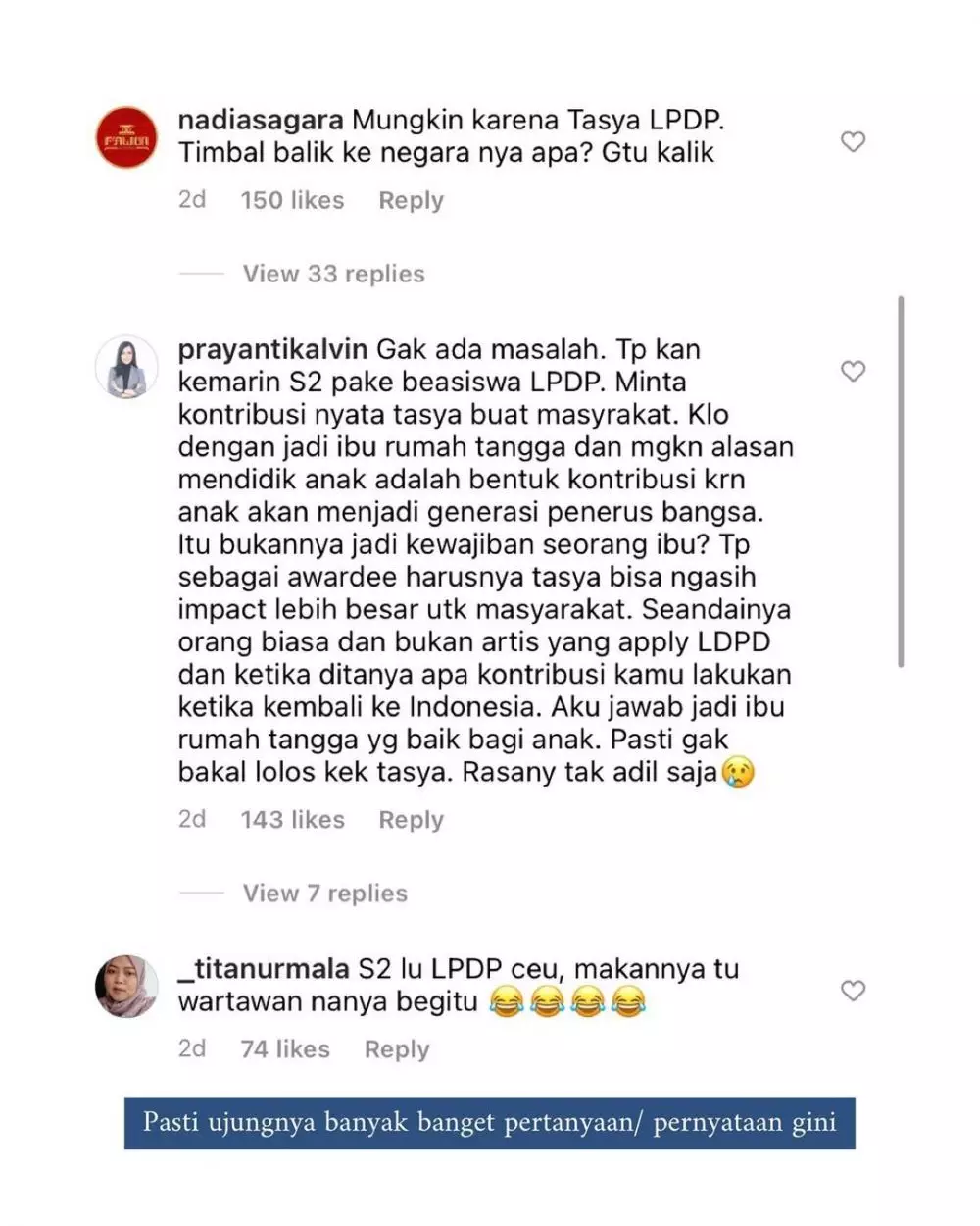 tasya kamila beri jawaban menohok beasiswa lpdp © instagram tasya kamila beri jawaban menohok beasiswa lpdp © instagram