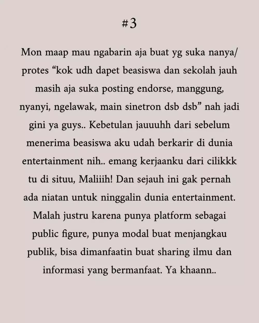 tasya kamila beri jawaban menohok beasiswa lpdp © instagram tasya kamila beri jawaban menohok beasiswa lpdp © instagram