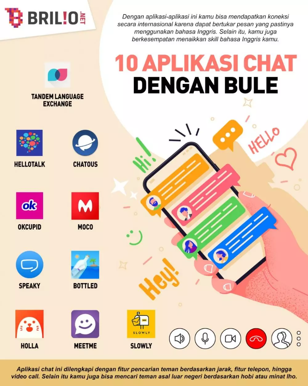 INFOGRAFIS APLIKASI CHAT DENGAN BULE © 2021 brilio.net