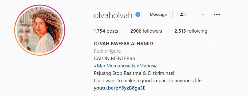 Olvah Alhamid akhirnya minta maaf usai dituding rasis Instagram