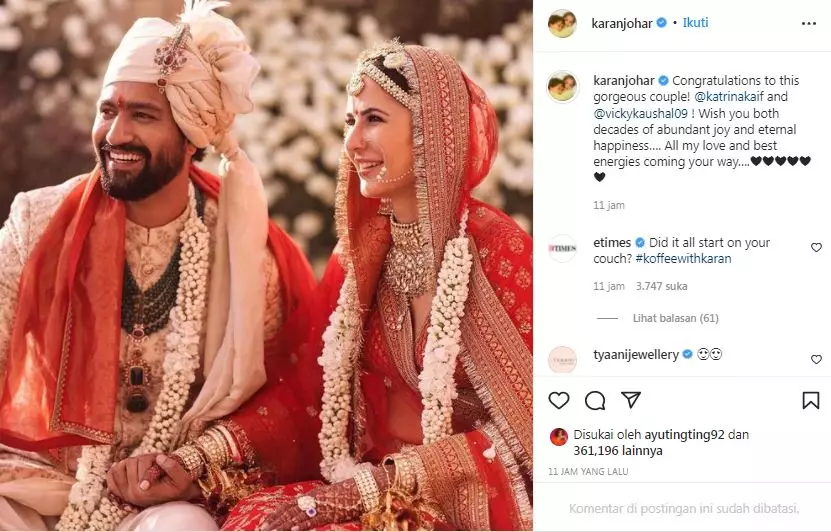 ucapan selamat seleb Bollywood untuk pernikahan Katrina Kaif © 2021 brilio.net