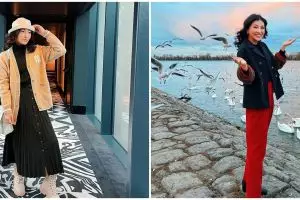 Pakai daster di tengah salju, penampilan Sarwendah bikin greget
