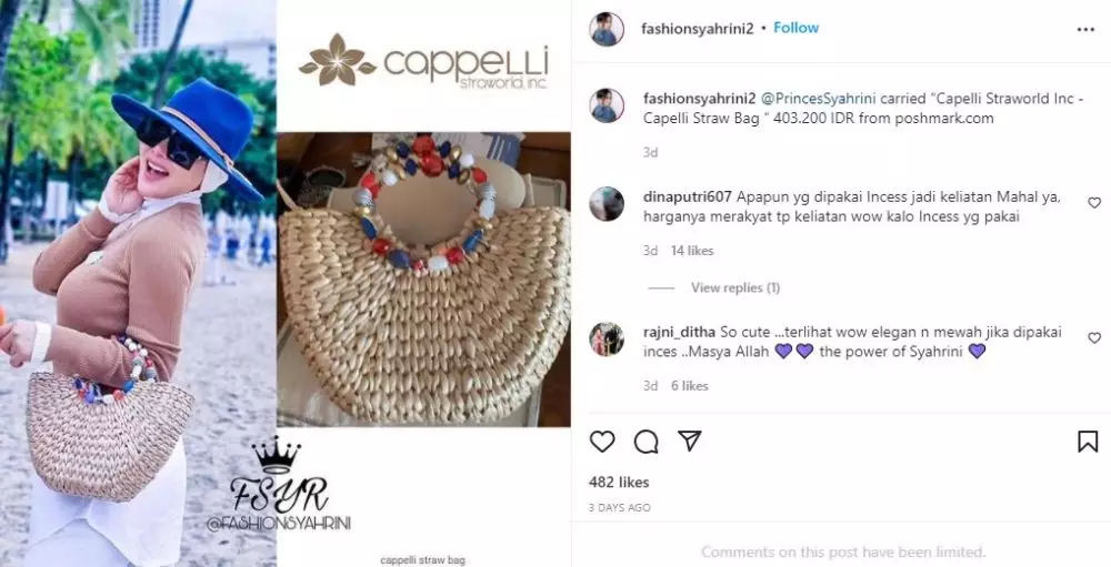fashion item Syahrini © 2021 Instagram
