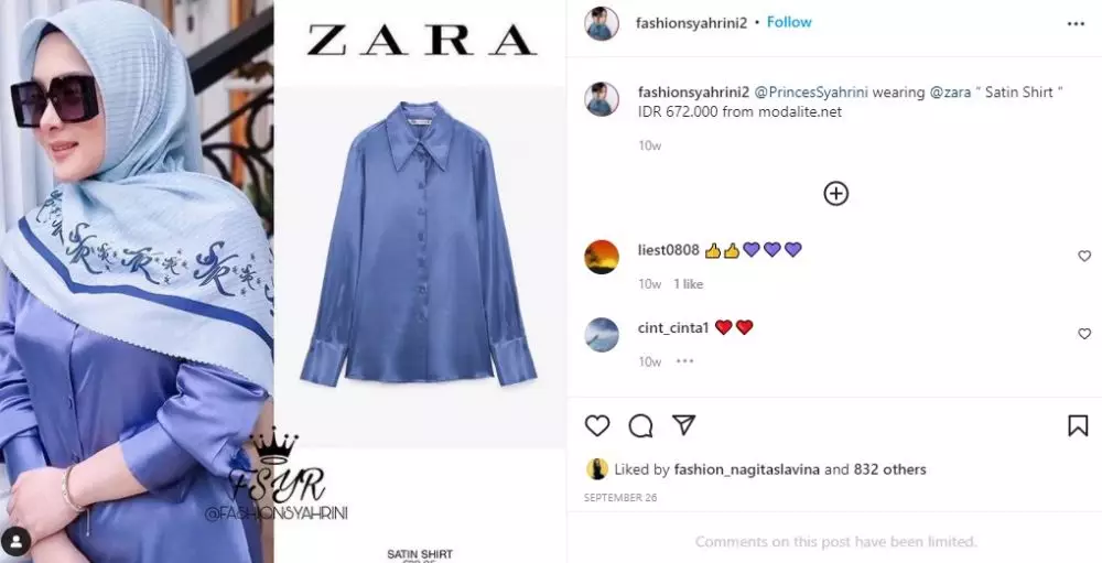 fashion item Syahrini © 2021 Instagram