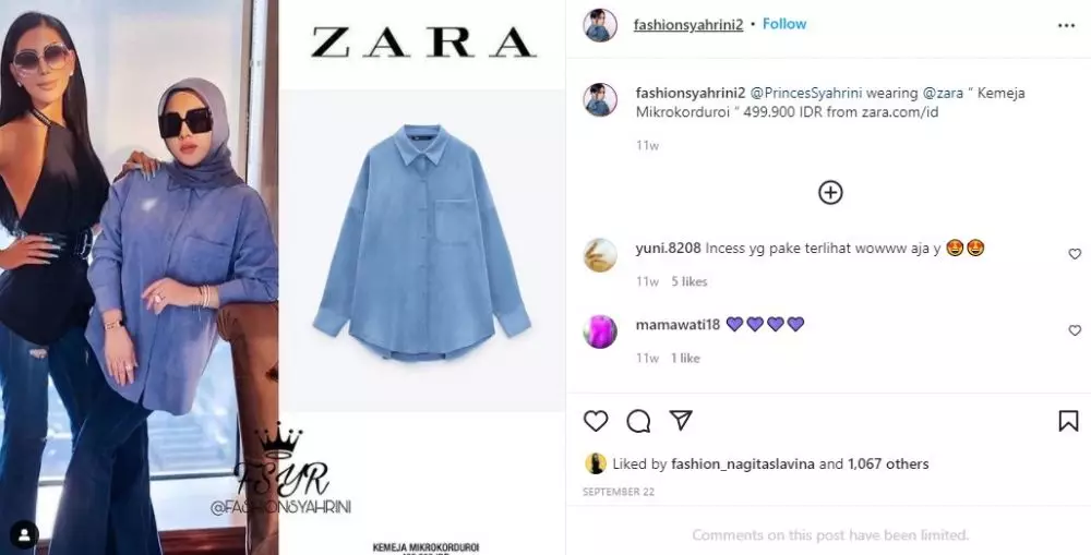 fashion item Syahrini © 2021 Instagram