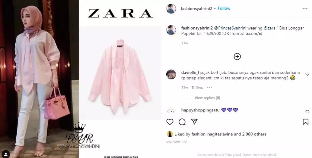 fashion item Syahrini © 2021 Instagram