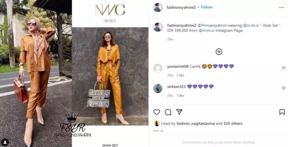 fashion item Syahrini © 2021 Instagram