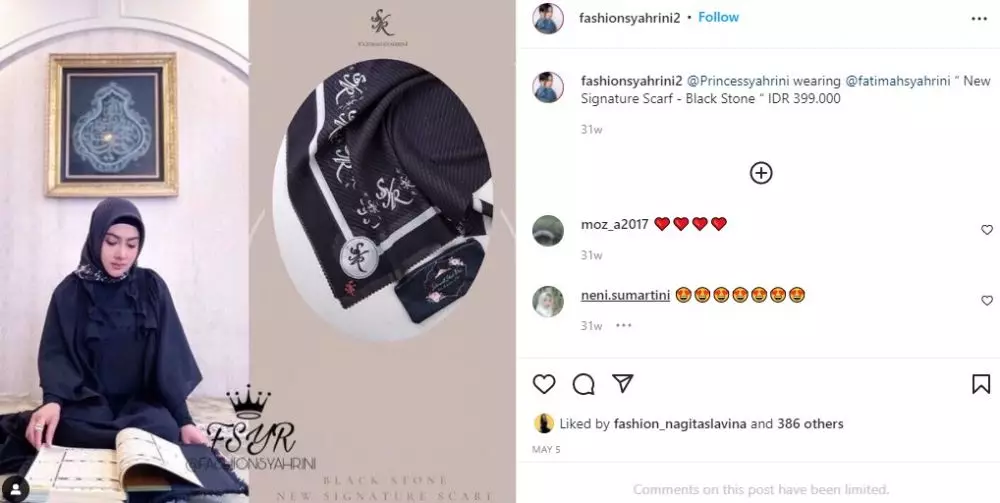 fashion item Syahrini © 2021 Instagram