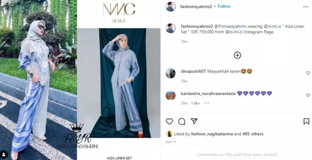 fashion item Syahrini © 2021 Instagram