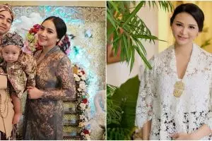 Pesona 13 seleb di acara tedak siten, Yuni Shara anggun bersanggul