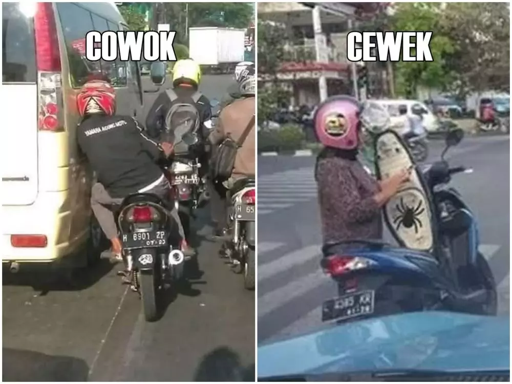 beda cewek cowok naik motor © 2021 berbagai sumber