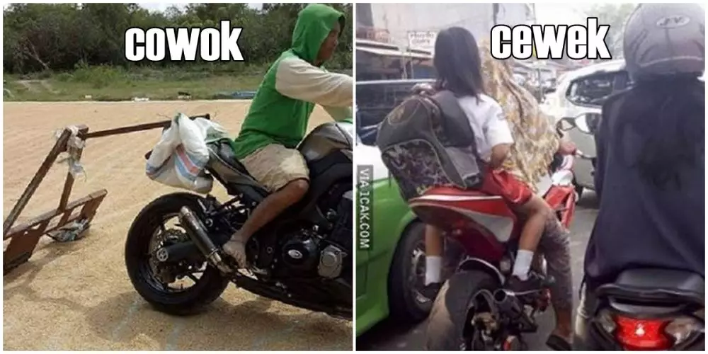 beda cewek cowok naik motor © 2021 berbagai sumber