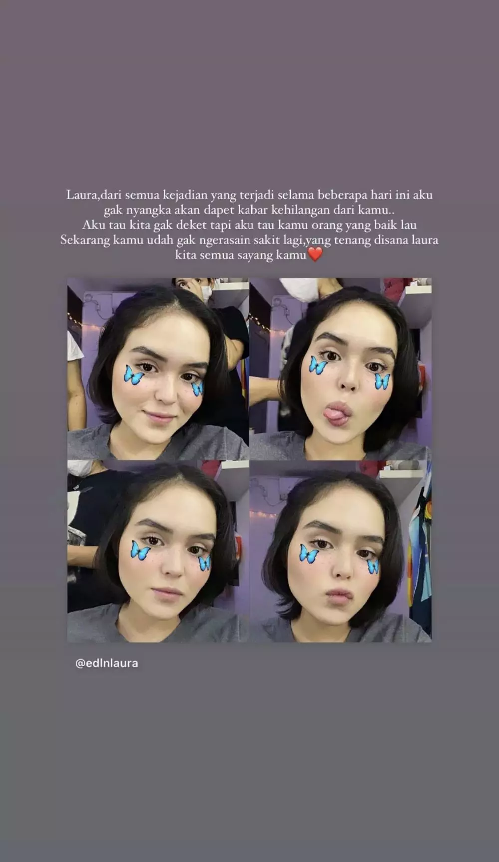 Ucapan duka selebriti Tanah Air atas kepergian Laura Anna Instagram