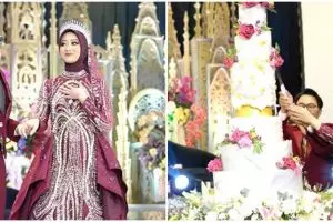 9 Momen Danang DA & Hemas Nura potong kue 5 tingkat saat ngunduh mantu