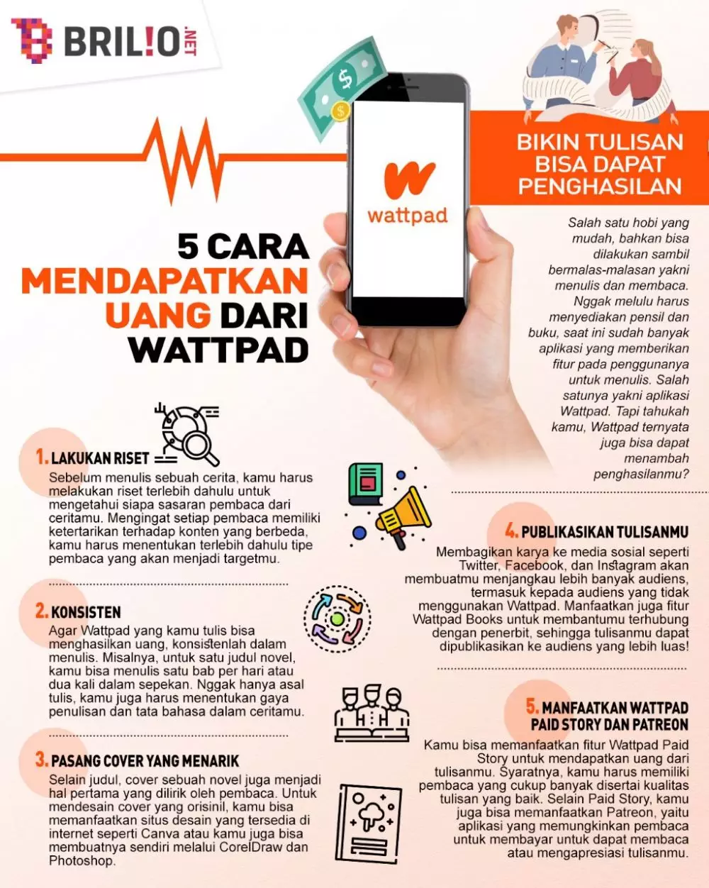 INFOGRAFIS CARA MENDAPATKAN UANG DARI WATTPAD © 2021 brilio.net INFOGRAFIS CARA MENDAPATKAN UANG DARI WATTPAD © 2021 brilio.net