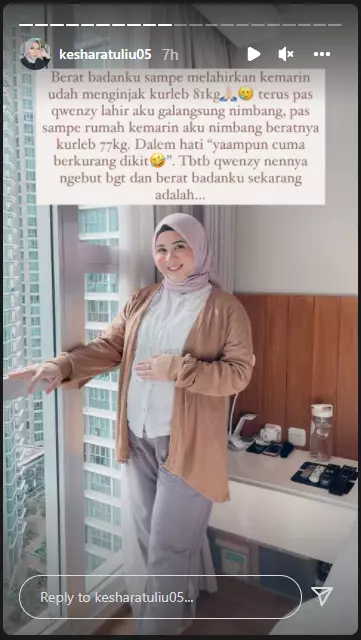 berat badan Kesha Ratuliu turun 7 kg usai seminggu lahiran Instagram