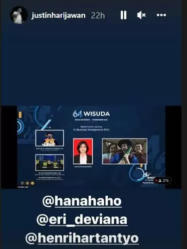 Hana Saraswati wisuda Instagram
