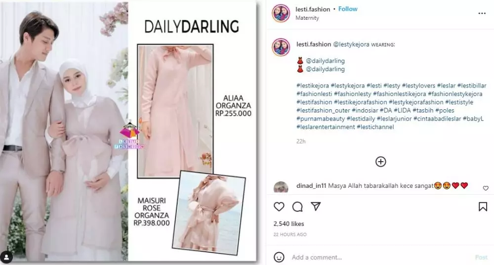 harga baju Lesty Kejora di acara 7 bulanan Aurel © berbagai sumber